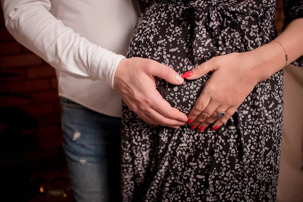 Concetto Gravidanza Maternità Unità Della Famiglia Una Bella Donna Incinta — Foto Stock