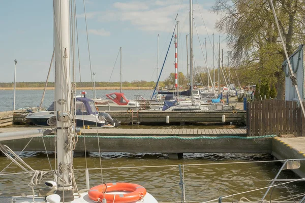 Wood Platform Yachts Marina Yacht Club Yachts Moored Pier — Stockfoto