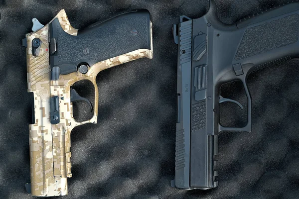 Two Pistols Close Millimeters Military Weapon Pistol — Stock fotografie