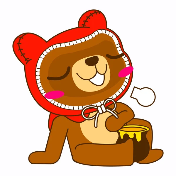 Bonito Urso Vetor Ilustração Vermelho Capuz Urso Pose Completa —  Vetores de Stock