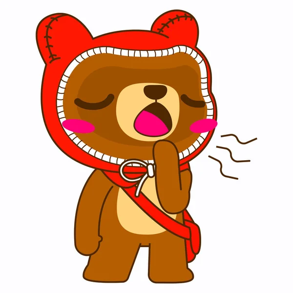 Bonito Urso Vetor Ilustração Vermelho Capuz Urso Aborrecido Pose —  Vetores de Stock