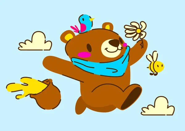 Χαριτωμένο Μικρό Αρκουδάκι Διανυσματική Απεικόνιση — Διανυσματικό Αρχείο