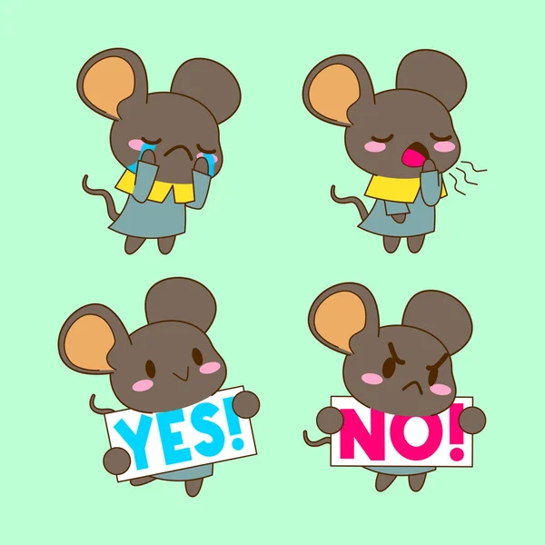 Χαριτωμένο Μικρό Ποντίκι Σχέδιο Κινουμένων Σχεδίων Αυτοκόλλητο Ποντίκι — Διανυσματικό Αρχείο