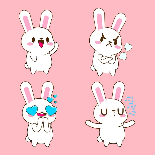 Cute Little Bunny Drawing Cartoon Rabbit Sticker — Stock Vector