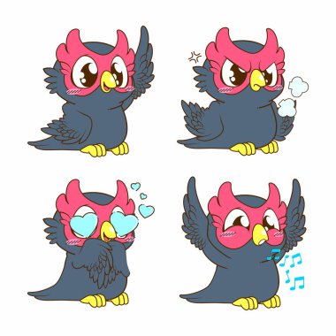 Sevimli baykuş karalama çıkartması, baykuş çizimi