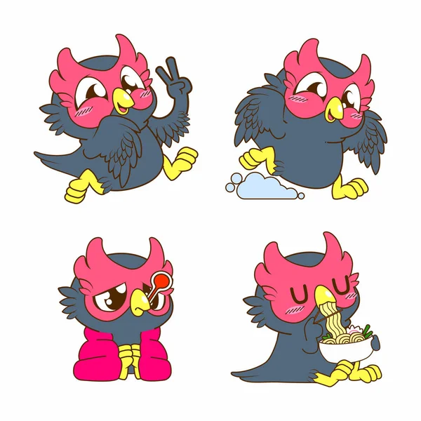 Cute Owl Doodle Sticker Owl Illustration — Stock Vector
