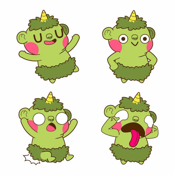 Bonito Ogre Doodle Adesivo Goblin Troll Orc Ilustração — Vetor de Stock