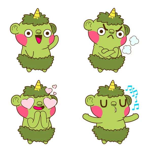 Cute Ogre Doodle Sticker Goblin Troll Orc Illustration — Stock Vector