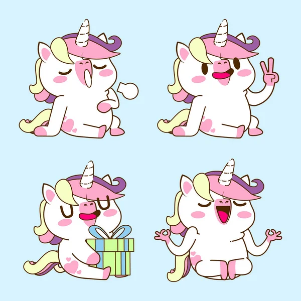 Drăguț Unicorn Autocolant Doodle Ilustrație Unicorn — Vector de stoc