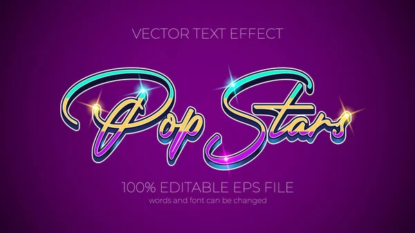 Pop Stars Edytowalny Styl Efektu Tekstowego Edytowalny Efekt Tekstowy Eps — Wektor stockowy