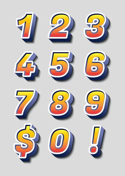 Goldene Orange Abstrakte Zahlen Setzen Vektorillustration — Stockvektor