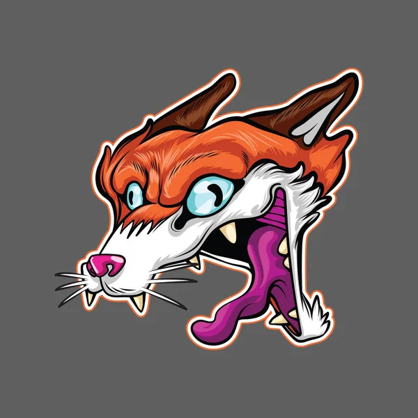 Funny Mad Fox Vector Illustration Funny Sticker Fox Head — ストック写真