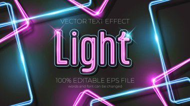 Light editable neon text effect style, EPS editable text effect