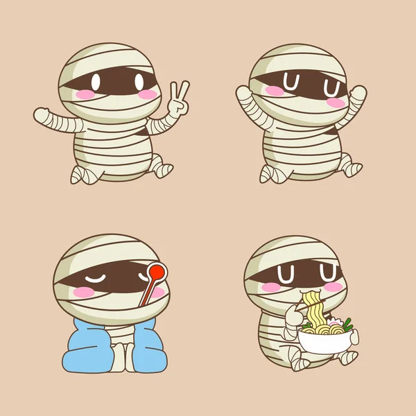 cute mummy halloween vector cartoon set