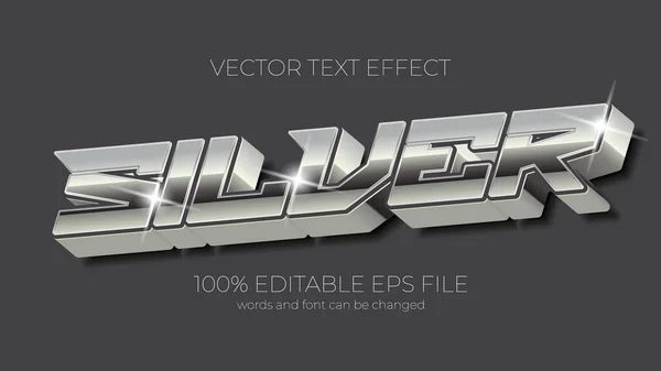 Silver editable text effect style, EPS editable silver text effect