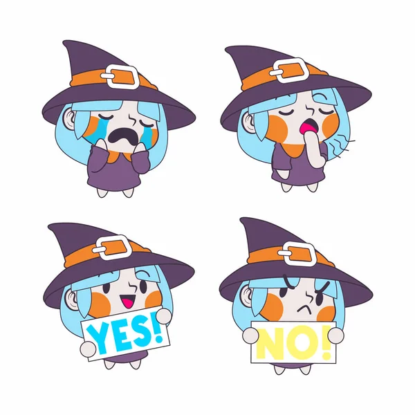 cute little witch cartoon vector illustration, witch vector set