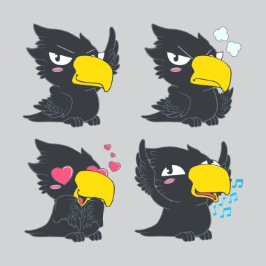 cute little crow vector illustration