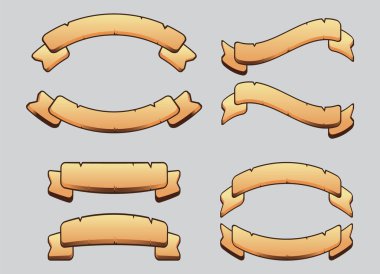 ribbon flat banner set vector illustration