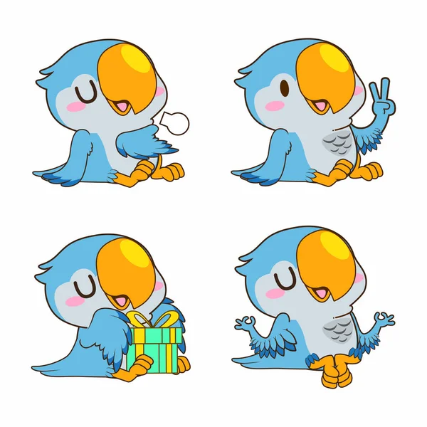 Cute Little Parakeets Vector Illustration — ストック写真