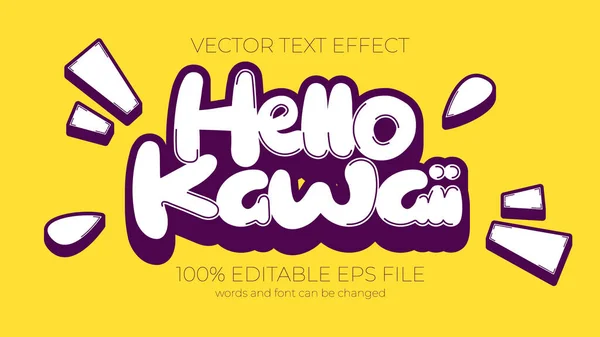 Hello Kawaii Text Effect Style Eps Editable Text Effect — Fotografia de Stock