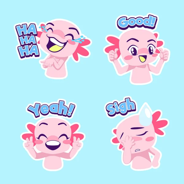 Cute Axolotl Sticker Vector Set — Stock Photo, Image