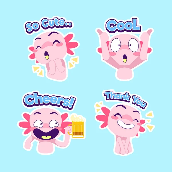 cute axolotl sticker vector set