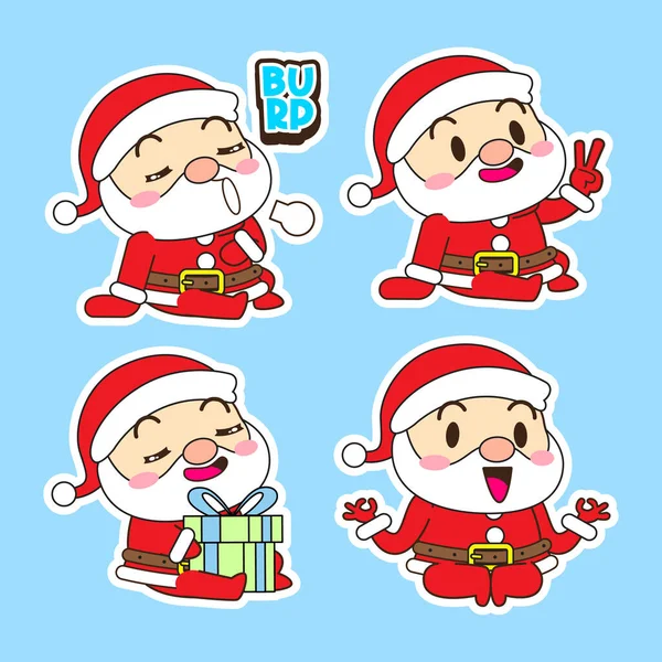 Jeu Vecteur Santa Claus Mignon Illustration Noël — Photo