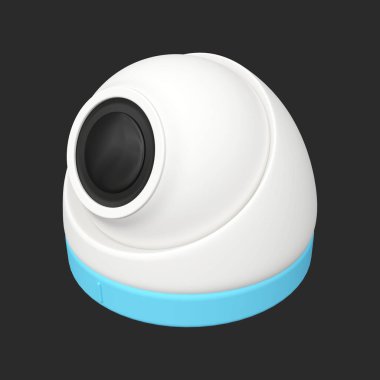 3D güvenlik kamerası, sokak kamerası, CCTV, gri arka planda güvenlik kamerası. 3D simge, resim, emoji.