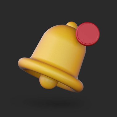 Koyu arkaplanda 3d simge çanı izole edildi