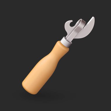 Koyu arkaplanda 3D simge eski konserve açacağı izole edildi