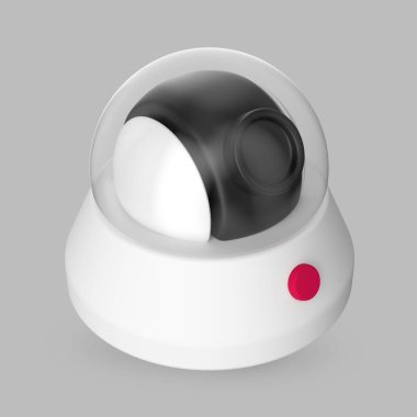 3D ikon güvenlik kamerası, sokak kamerası, CCTV, gri arka planda güvenlik kamerası. 3D simge, resim, emoji.