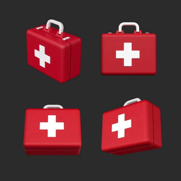 Icon First Aid Kit Isolated Dark Background Realistic Illustration — 스톡 사진