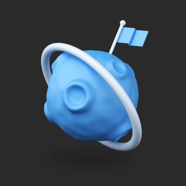 Koyu arkaplanda izole edilmiş 3D simge gezegeni