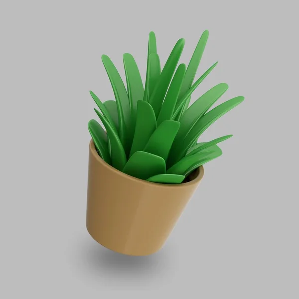 Icon Home Potted Plant Isolated Light Background Illustration Indoor Plant — Stock Photo, Image