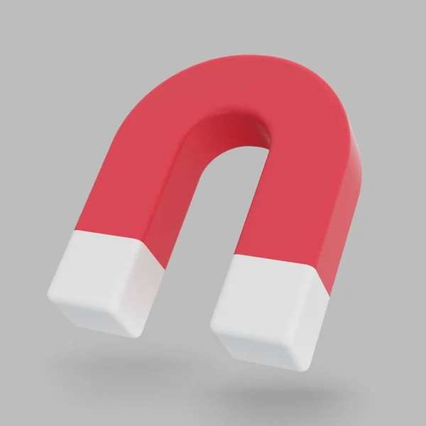 Ікона Red Magnet Ізольована Світло Сірому Фоні Тінню Ілюстрація Підковоподібного — стокове фото