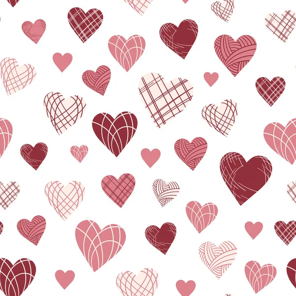 Ρομαντικό Μοτίβο Χωρίς Ραφή Διαφορετική Καρδιά Γραφικό Στυλ Αγάπη Θέμα — Διανυσματικό Αρχείο