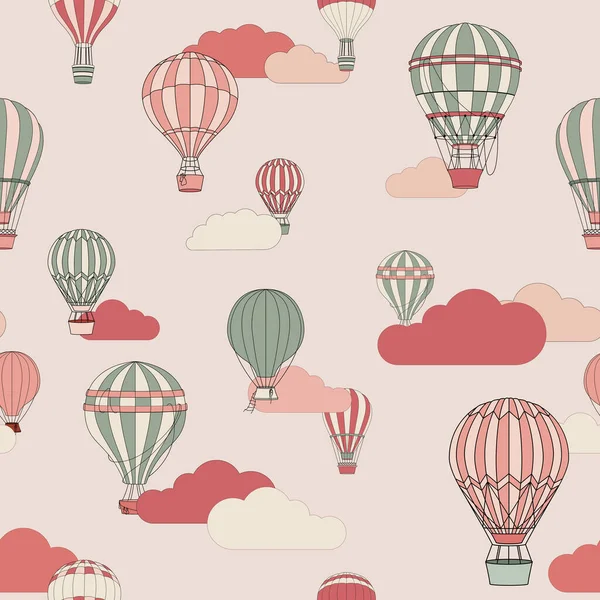 Padrão Vetorial Sem Costura Com Diferentes Balões Nuvens Cores Rosa — Vetor de Stock