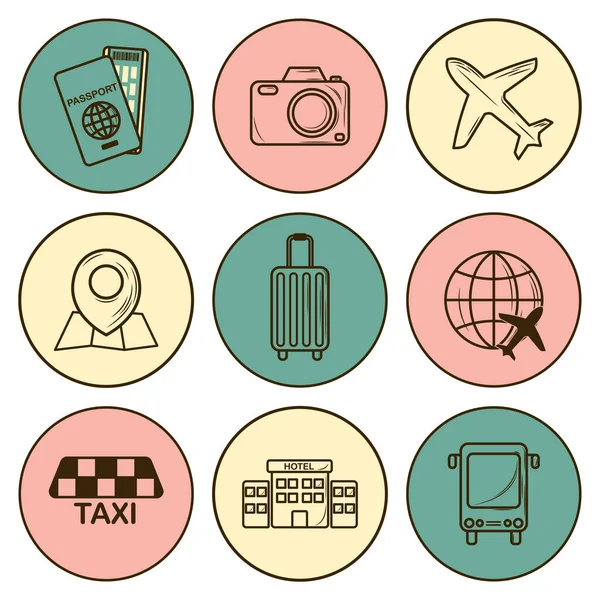 Set Vettore Viaggio Icone Applicazioni Web Mobili Design Infografico Simboli — Vettoriale Stock