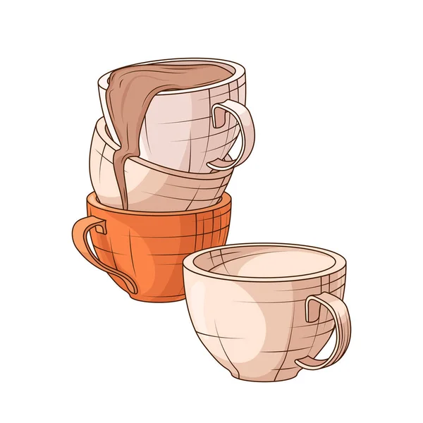 Illustration Vectorielle Dessinée Main Tasses Chocolat Chaud Parfait Pour Conception — Image vectorielle