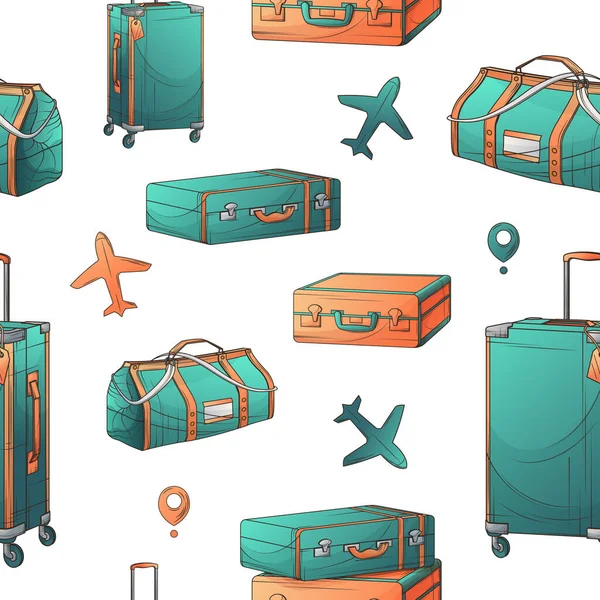 핸드백 비행기 아이콘등을 반사기가 패턴입니다 포장지 패키지 디자인 커버등을 — 스톡 벡터