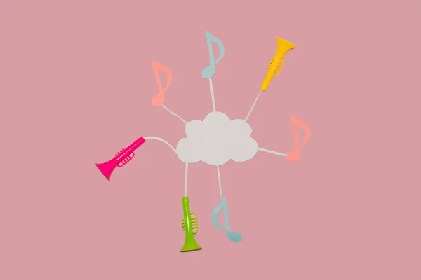 uploading music to the cloud, creative art design, music art wallpaper