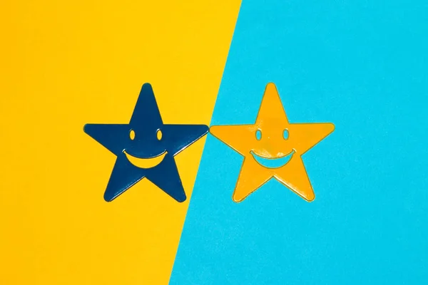 yellow-blue background with blue-yellow stars, creative art modern design