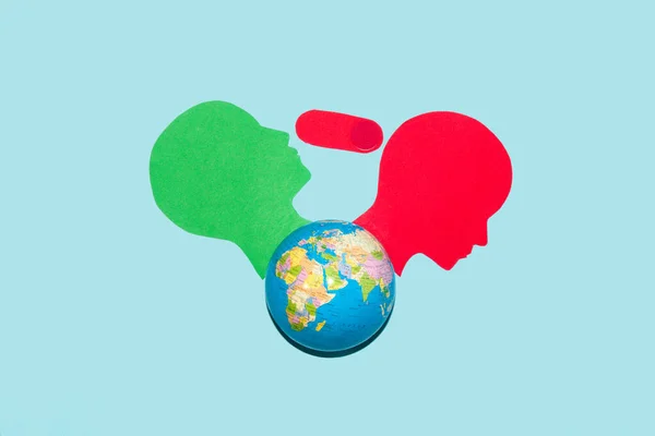 global energy crisis, switch that switches people from green to red next to planet earth, creative design, crisis concept