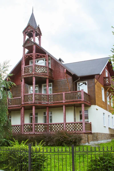 Bela Vila Histórica Madeira Truskavets Ucrânia — Fotografia de Stock