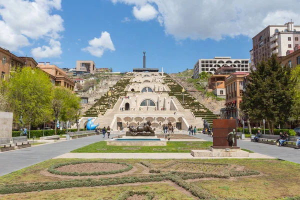 Вид Каскад Самая Известная Достопримечательность Еревана Апреля 2019 — стоковое фото