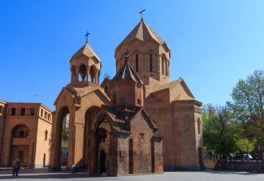 Erivan 'daki Kathoghike Kilisesi' nin tarihi Kutsal Anası manzarası. Ermenistan  