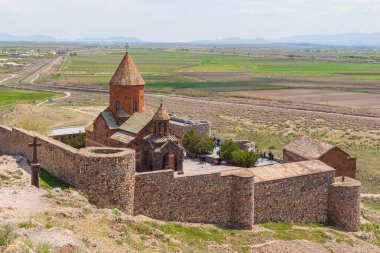 Erivan yakınlarındaki tarihi Khor Virap Manastırı 'nın güzel manzarası. Ermenistan
