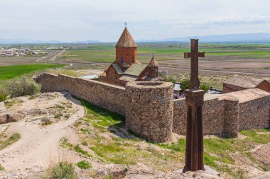 Erivan yakınlarındaki tarihi Khor Virap Manastırı 'nın güzel manzarası. Ermenistan