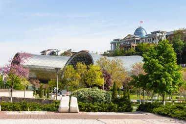 Beautiful view of Rike Park in Tbilisi on a sunny day, Georgia country