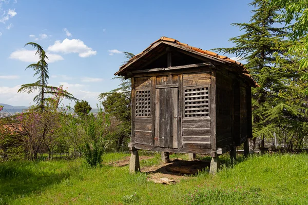 Edifício Tradicional Fazenda Madeira Georgiana Tbilisi Open Air Museum Ethnography — Fotografia de Stock